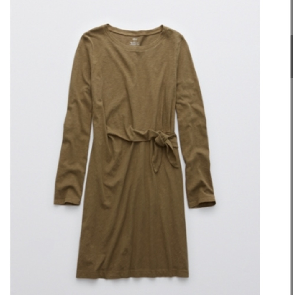 AERIE side tie long sleeve dress